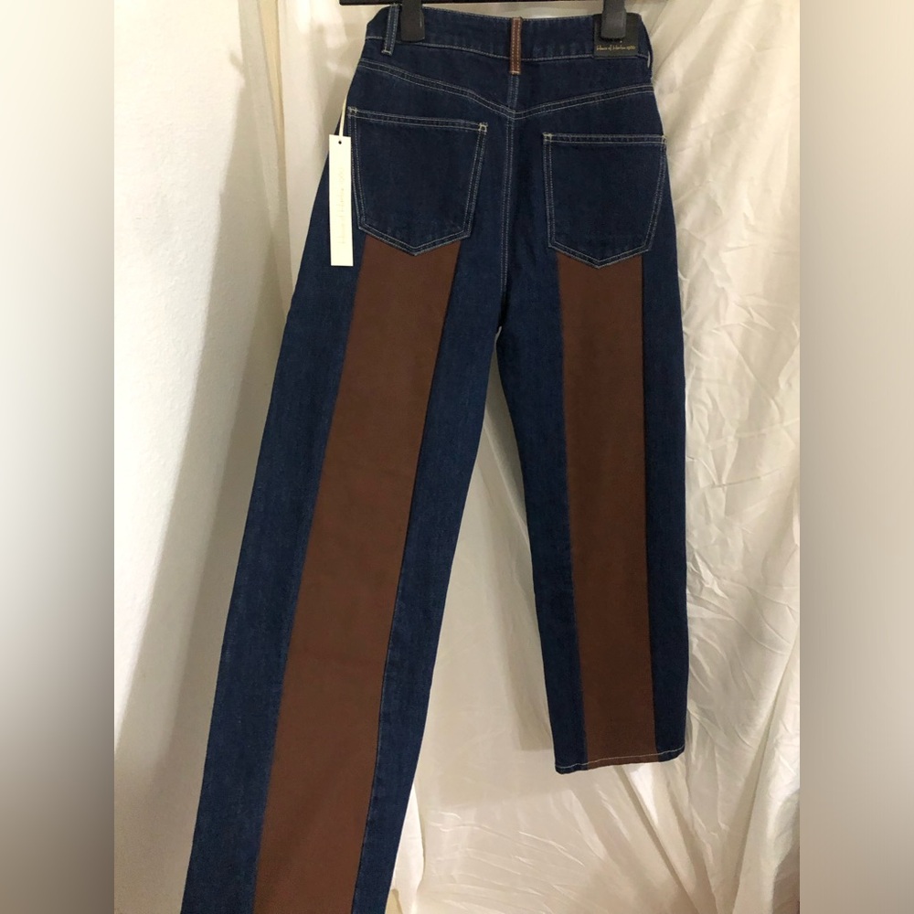 House of harlow 1960 hoh brown faux nubuck panel contrast jeans size 27 new
